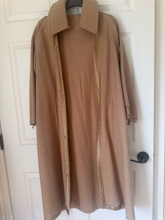 Vintage Classic Women Tan Long Trench Coat - Picture 5 of 6